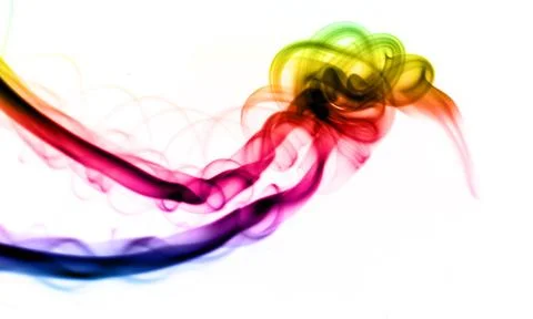 Gradient colored smoke abstract over white Photos