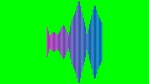 Gradient colored vertical bar equalizer audio wave on a bright green backgrou Stock Footage 340265063