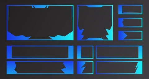 Gradient colored vidio stream panels set. End Screen design frame. futurist.. Stock Illustration