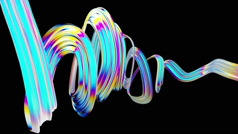 Gradient Colored, Wrinkled, Abstract Fluid Sprite Shapes Floats on Air. Stock Footage 152410734