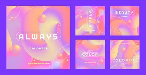 Gradient colorful instagram posts collection Illustrazione stock