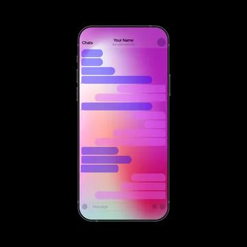 Gradient Colorful Messenger Interface on Smartphone. Mobile Texting App Stock Illustration