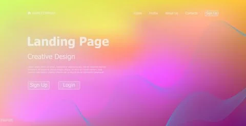 Gradient colorful web template landing page digital website landing page desi Illustrazione stock