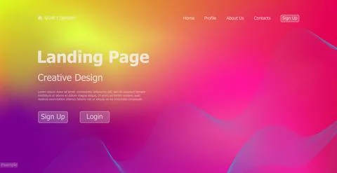 Gradient colorful web template landing page digital website landing page desi Stock Illustration
