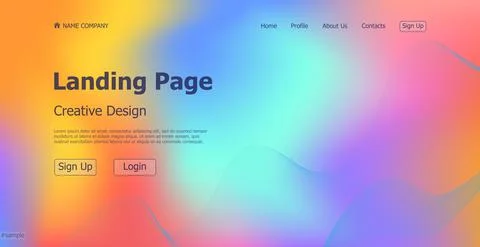 Gradient colorful web template landing page digital website landing page desi Ilustração Stock