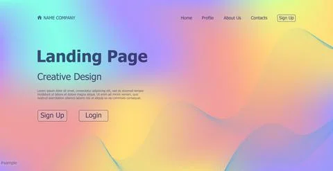 Gradient colorful web template landing page digital website landing page desi Illustrazione stock