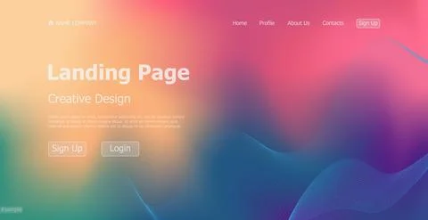 Gradient colorful web template landing page digital website landing page desi Stock Illustration