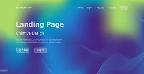 Gradient colorful web template landing page digital website landing page desi Illustrazione stock