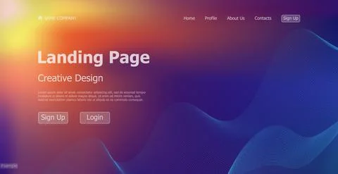 Gradient colorful web template landing page digital website landing page desi Ilustração Stock