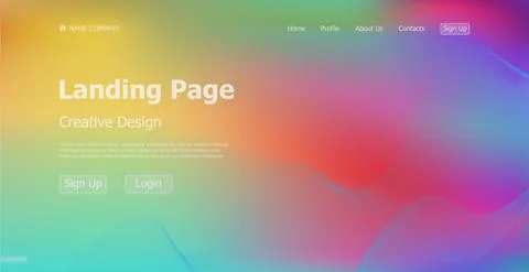 Gradient colorful web template landing page digital website landing page desi Illustrazione stock