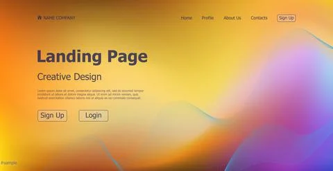 Gradient colorful web template landing page digital website landing page desi 스톡 일러스트