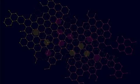 Gradient connection hexagon background. Illustrazione stock