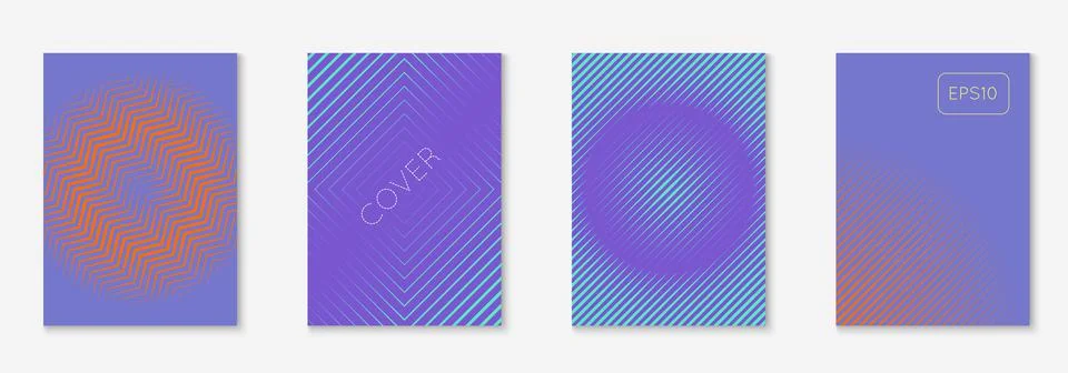 Gradient cover template with line geometric elements and shapes. Illustrazione stock