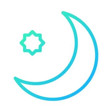 Gradient Crescent Moon and Star Symbol Graphic 스톡 일러스트