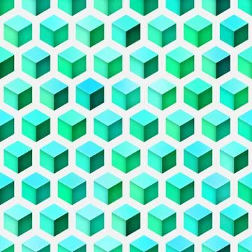 Gradient Cubes Tiling. Seamless Multicolor Pattern 스톡 일러스트