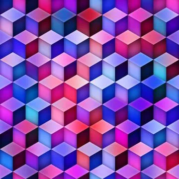 Gradient Cubes Tiling. Seamless Multicolor Pattern 스톡 일러스트