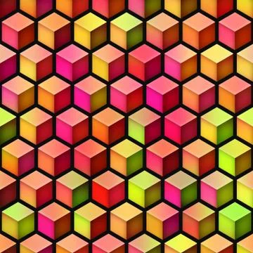 Gradient Cubes Tiling. Seamless Multicolor Pattern 스톡 일러스트