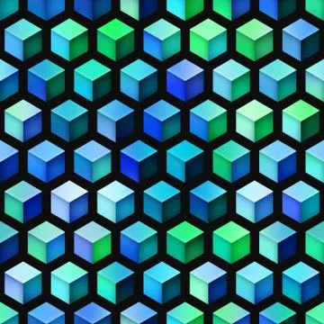 Gradient Cubes Tiling. Seamless Multicolor Pattern Illustrazione stock