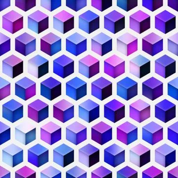 Gradient Cubes Tiling. Seamless Multicolor Pattern Stock Illustration