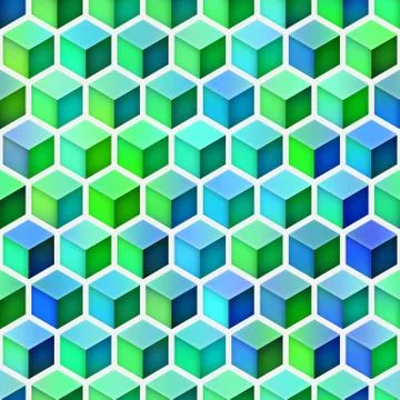 Gradient Cubes Tiling. Seamless Multicolor Pattern イラスト素材