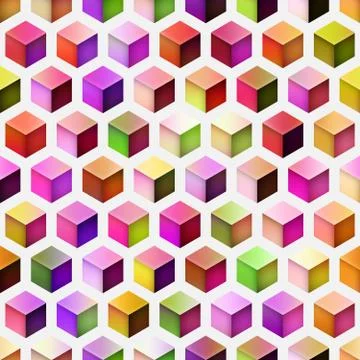 Gradient Cubes Tiling. Seamless Multicolor Pattern イラスト素材