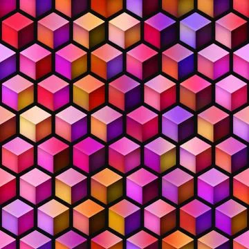 Gradient Cubes Tiling. Seamless Multicolor Pattern Illustrazione stock