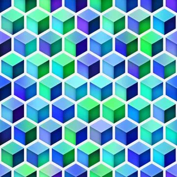 Gradient Cubes Tiling. Seamless Multicolor Pattern Stock Illustration
