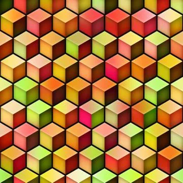 Gradient Cubes Tiling. Seamless Multicolor Pattern Stock Illustration