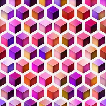 Gradient Cubes Tiling. Seamless Multicolor Pattern イラスト素材