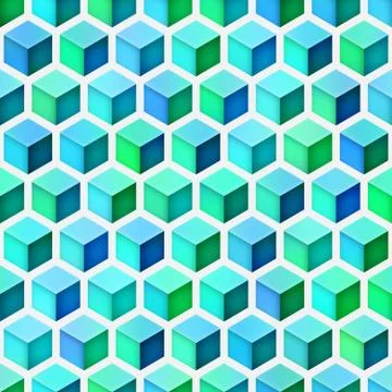 Gradient Cubes Tiling. Seamless Multicolor Pattern 스톡 일러스트