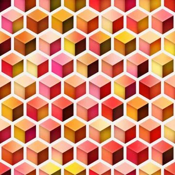 Gradient Cubes Tiling. Seamless Multicolor Pattern イラスト素材