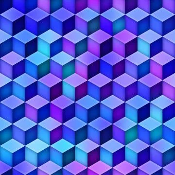 Gradient Cubes Tiling. Seamless Multicolor Pattern Illustrazione stock