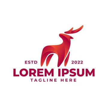 Gradient deer logo design template Stock Illustration