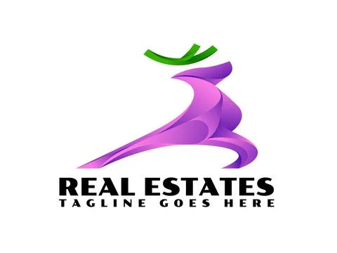 Gradient deer logo design template Stock Illustration