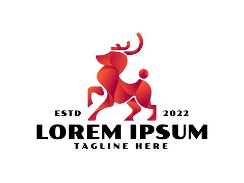 Gradient deer logo design template Stock Illustration