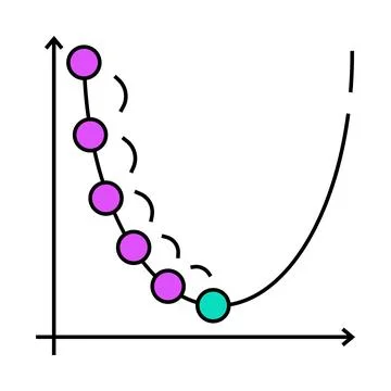 Gradient descent algorithm icon color illustration Illustrazione stock