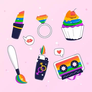 Gradient design elements collection for pride month celebration 스톡 일러스트