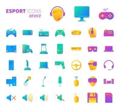 Gradient design icon set of esport concept Stock Illustration