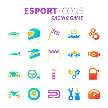 Gradient design icon set of esport concept Stock Illustration