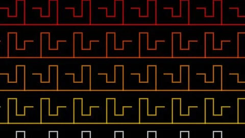 Gradient Digital Line Pattern on Black Background Ilustración de archivo