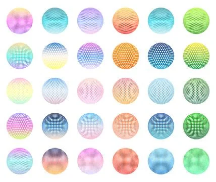 Gradient dotted sphere globes vector element set Stock Illustration