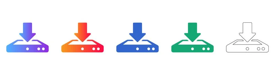 Gradient Download Icon Set for Web and Software Interface 스톡 일러스트