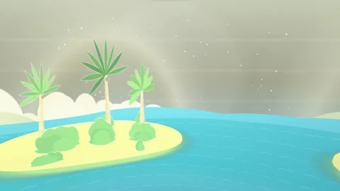Gradient electric meadow ocean island illustration commercial background scene w Видео 338384281