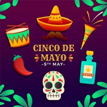 Gradient elements collection for cinco de mayo celebration Stock Illustration