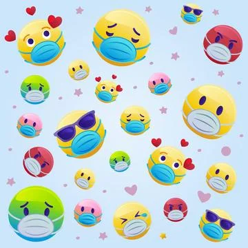 Gradient emoji with face mask pattern Stock Illustration