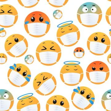 Gradient emoji with face mask pattern 스톡 일러스트