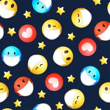 Gradient emoji with face mask pattern 스톡 일러스트