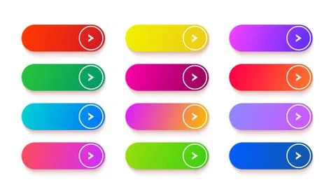 Gradient empty button. Colored vector rectangle web elements set. Long shiny Stock Illustration