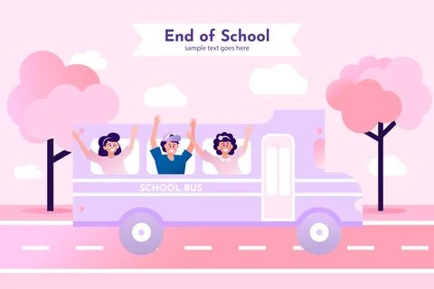 Gradient end of school background Stock Illustration