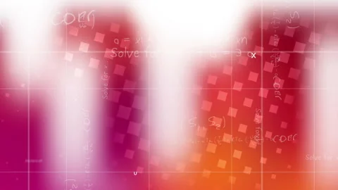 Gradient fading in peaks rising with drifting squares and formula sketching on 動画素材 315788698